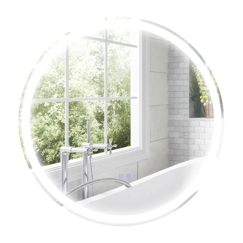 Espelho c/ Luz LED Regulável Ø60cm em Prata