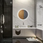 Espelho c/ Luz LED Regulável Ø60cm em Prateado