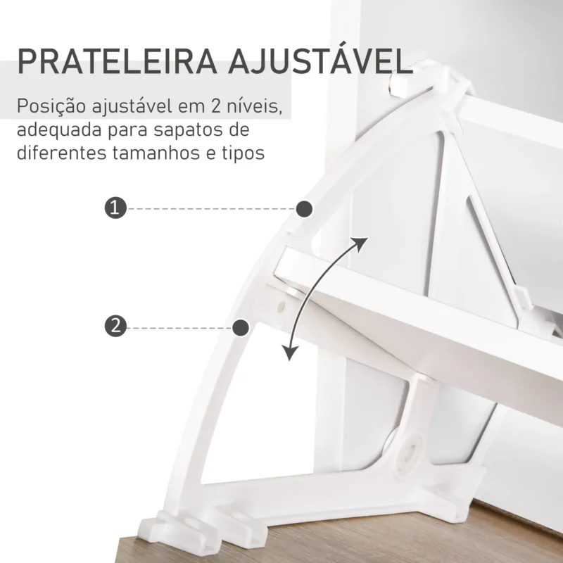 Sapateira c/ Bancada Vidro Branco e Madeira